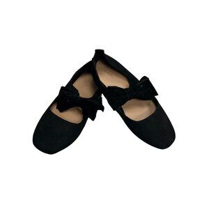 Girls Black Velvet Bow Ballet Flats Size 4Y Elegant & Comfortable Design